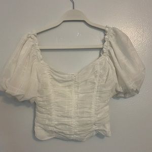 ASTR white tenley puff sleeve top